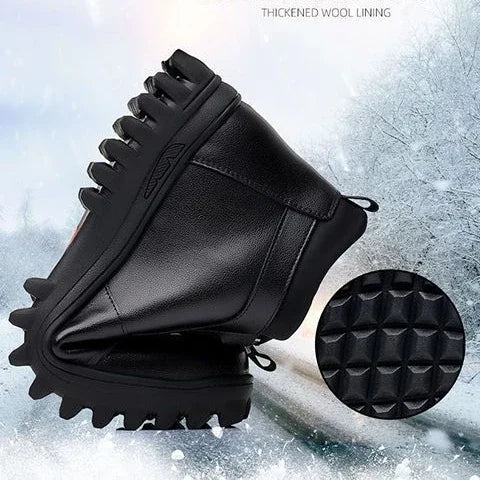 Sapatos Masculinos de Couro de Inverno Nova Moda Pelúcia Quente Confortável Antiderrapante Sapatos de Algodão de Negócios Botas de Neve Casuais ao Ar Livre Férias