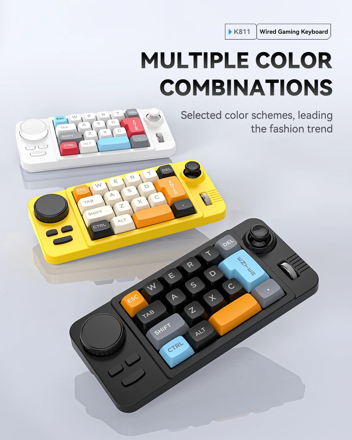 Teclado Mecânico com Fio Hot-Swap com Scroll de Volume Joystick Teclado Numérico de 19 Teclas Programáveis para Computador Portátil Joystick com Macro Definida