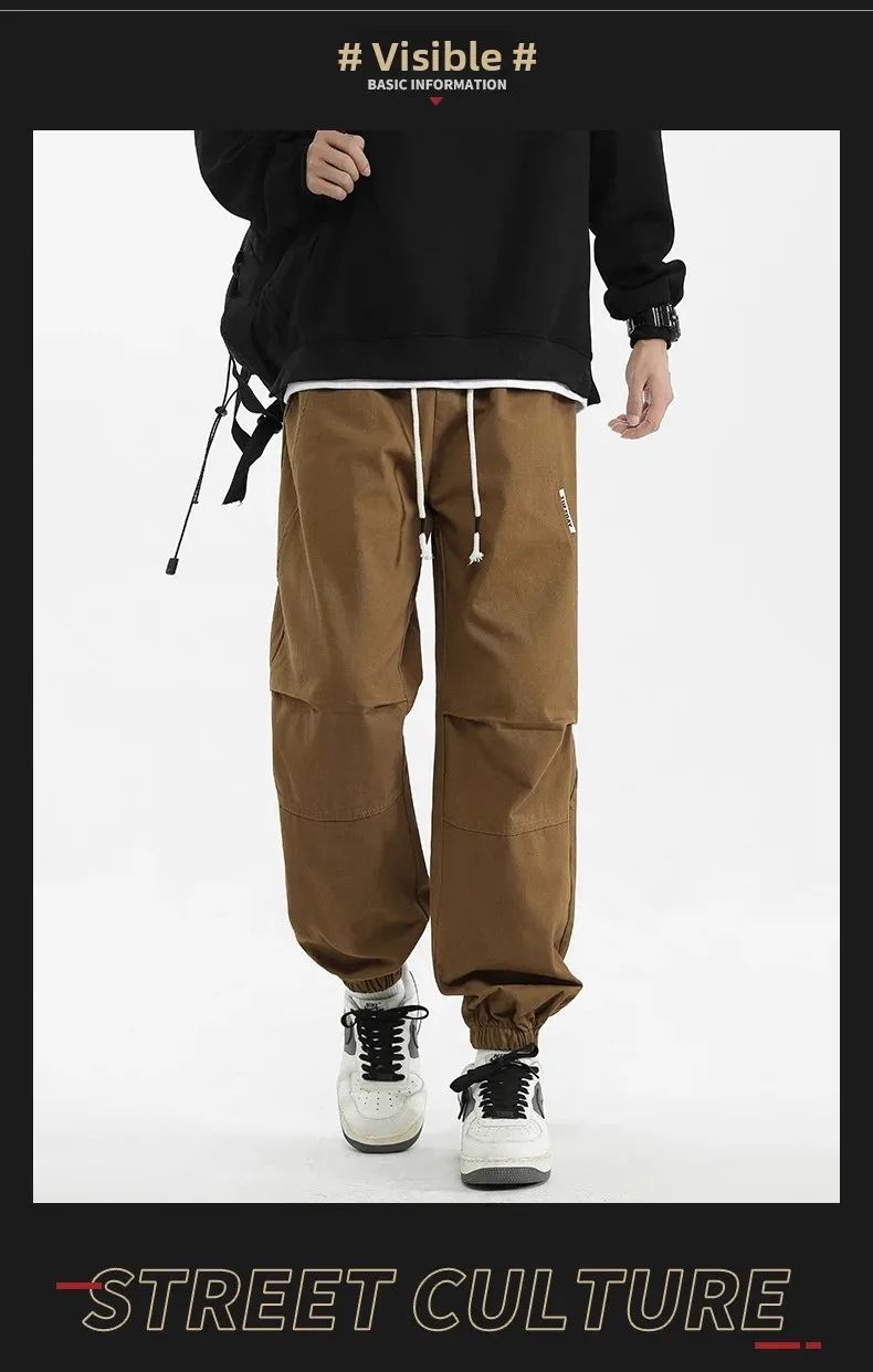 2024 M-5XL Calça Masculina de Algodão e Cânhamo Primavera e Outono Nova Calça Larga com Cordão Calça Saruel Harem Calça Casual Japonesa