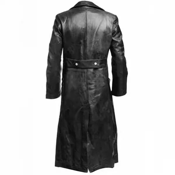 Men Faux Leather Coats Pu Long Coat Splice Double Breasted Turn Down Collar Slim Fit Thick Casual Jackets Autumn Winter