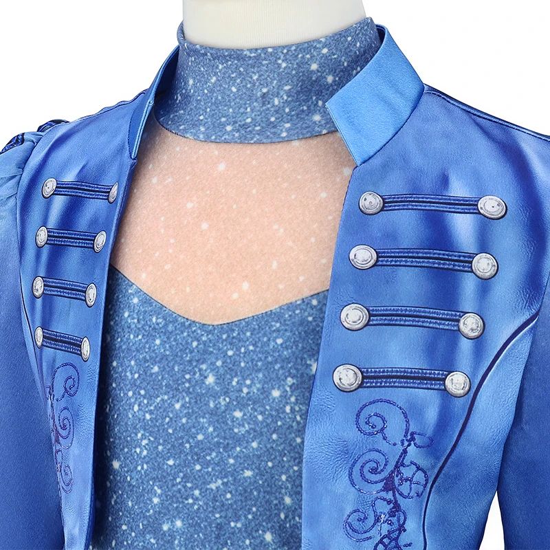 Movie Descendants 5 Dark Fantasy Cosplay Chloe Blue Princess Queen of Hearts Costume Girls Halloween Performance Outfit