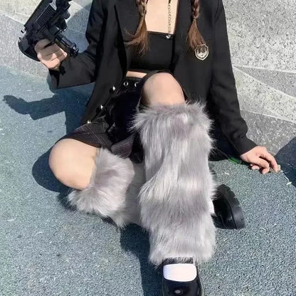 Costume Set Fox Tail Ears Gloves Artificial Fur Boot Covers Cosplay Halloween Prop Adult Women Men Unisex