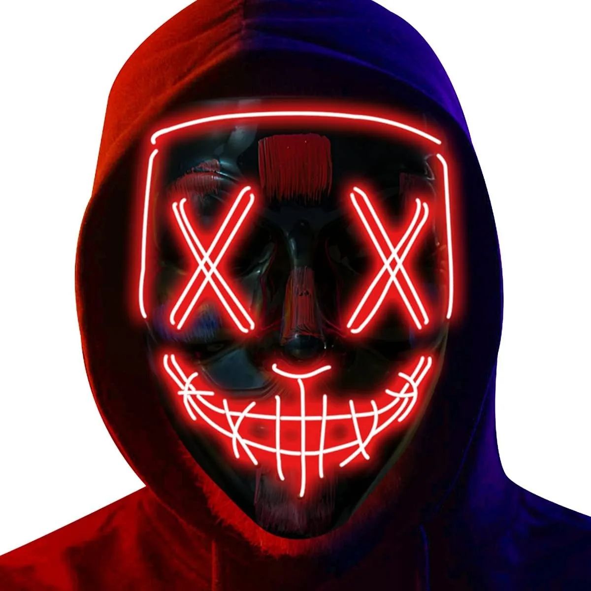 Poptrend Halloween Mask LED Light up Mask Scary mask for Festival Cosplay Halloween Costume Masquerade Parties Carnival Gift