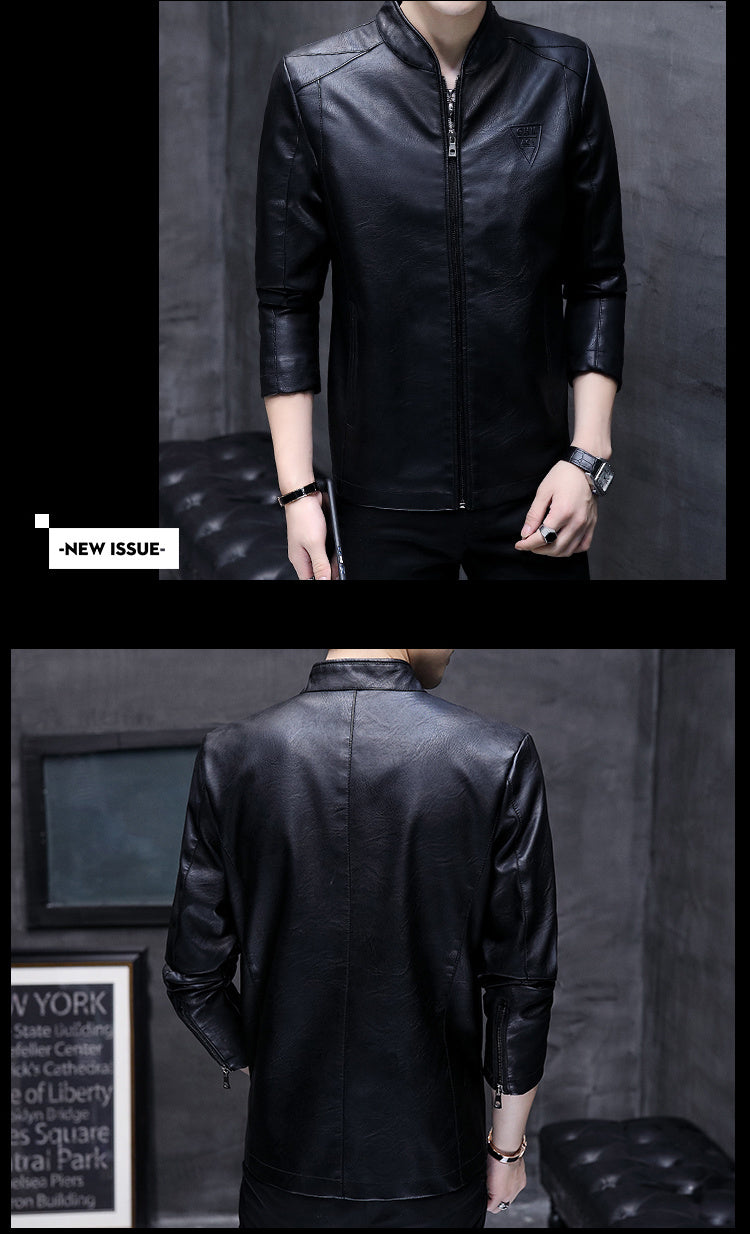 Mens Biker Leather Jacket 2023 Autumn New Men's Fashion Trend Decorative Motorcycle Leather Coat