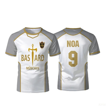 2025 New Blue Lock Anime Bastard Mnchen Jersey White Maillot Men's Football T-shirt Kaiser Isagi Cosplay Tops Breathable Sports