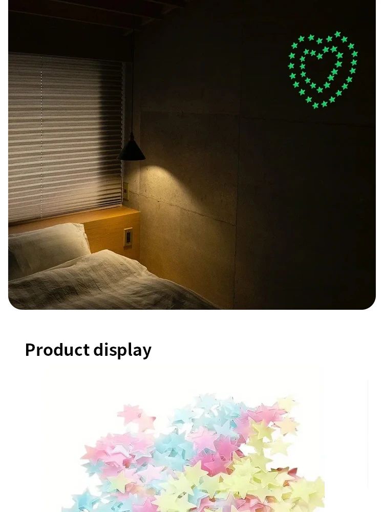 50/250Pcs Luminous Star Stickers Background Wall Decoration Bedroom Glow Stickers Fluorescent Stereo Wall Stickers Room Decor