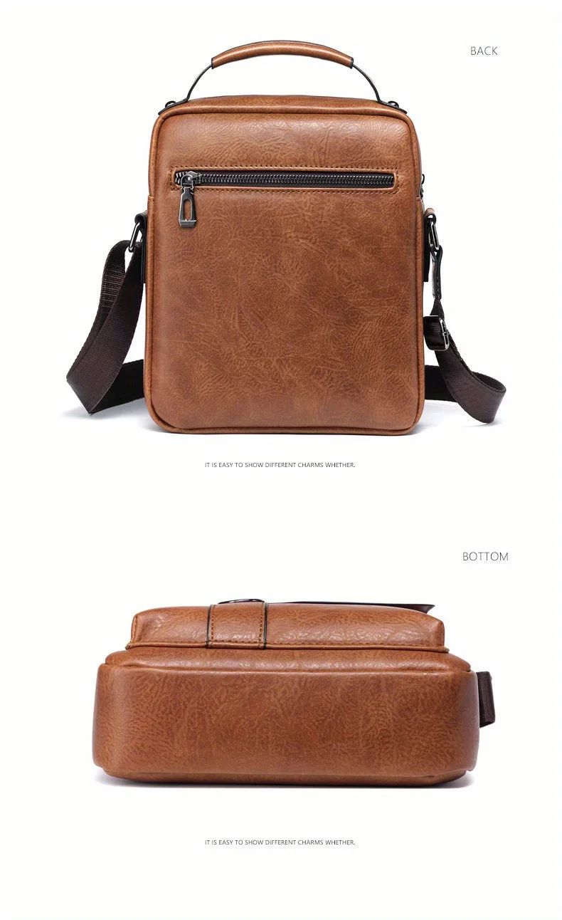 Men's Crossbody Bags Business Flap Male Solid Messenger Bag Travel Bag Brand Men Shoulder Bag for 9.7" iPad Men PU Leather Flaps