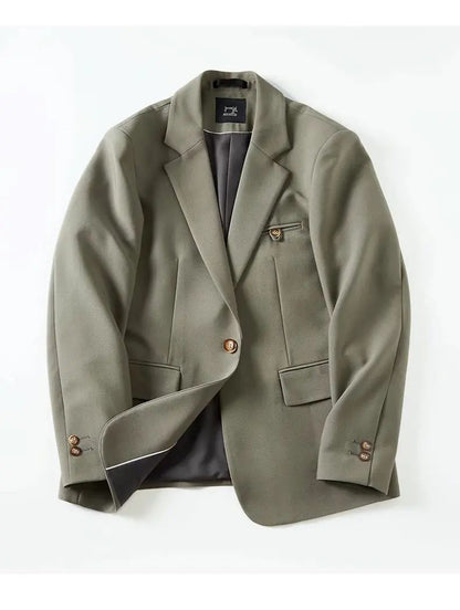 Casual Drapey Suit Set Men's Stylish Complete Set Cool College Students Street Fashion Korean Version Autumn Winter Suit