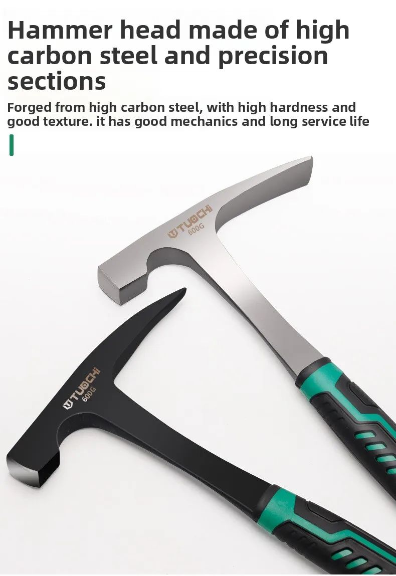 Damaly, Martelo Geológico Profissional, Martelo de Exploração, Martelo Integrado Pontiagudo Multifuncional, Martelo para Pedreiras/Mineração,