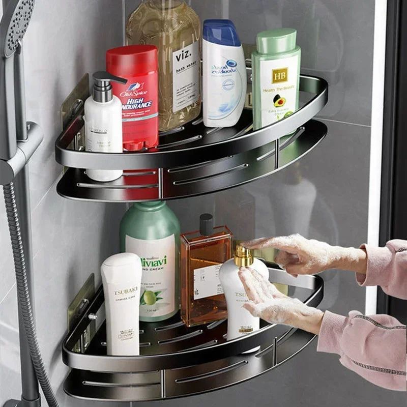 No Drill Wall Corner Bathroom Shelf Corner Shelf Storage Organizer Shower Shelf Shampoo Makeup Bathroom Accessories Towels Rack