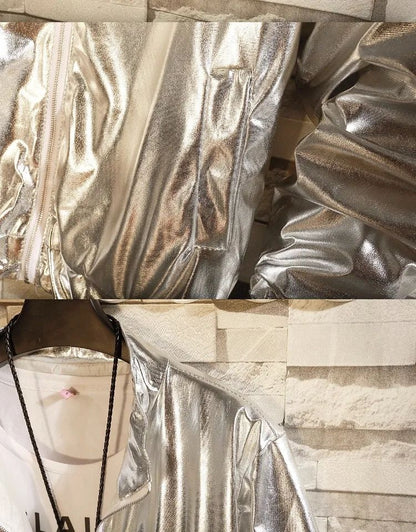 Adults Men's Shiny Metallic Suits Adult Disco Outfit Jacket Pants Halloween Dress Up Nightclub Dance Rave Cosplay Costume