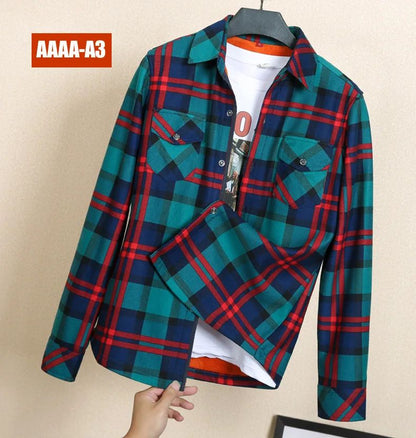 Women's Fleece Lined Long Sleeve Shirt Mid Length Thick Winter Warm Korean Style Elastic plus Size Plaid Patterned Button up