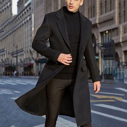 Autumn and Winter Casual Men's Clothing, British Style Woolen Overcoat, New Korean Style Solid Color Long Windbreaker S-XXXL