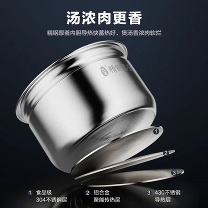 220V Midea Electric Pressure Cooker Stainless Steel Dual Pot Smart Multicooker for Home Kitchen BD