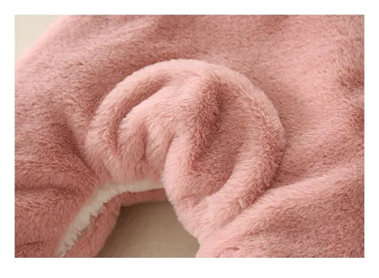Baby Rompers Winter Warm Coral Fleece Newborn Baby Girl Clothes Cartoon Rabbit Coats Infant Jumpsuit Animal Overalls Pajamas