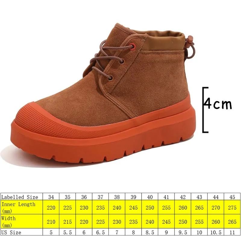 Fujin 4cm New Synthetic Suede Genuine Leather Spring Autumn Ankle Booties Chunky Sneakers High Brand Big Size Plush Women Shoes