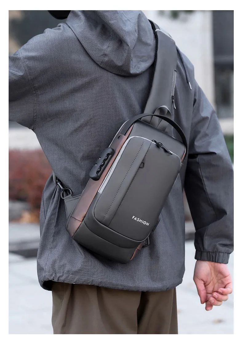 Large Capacity Multifunction Shoulder Crossbody Bag Messenger Chest Sling Travel Pack for Male Men Usb Waterproof Sports Running