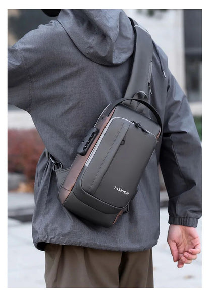 Large Capacity Multifunction Shoulder Crossbody Bag Messenger Chest Sling Travel Pack for Male Men Usb Waterproof Sports Running