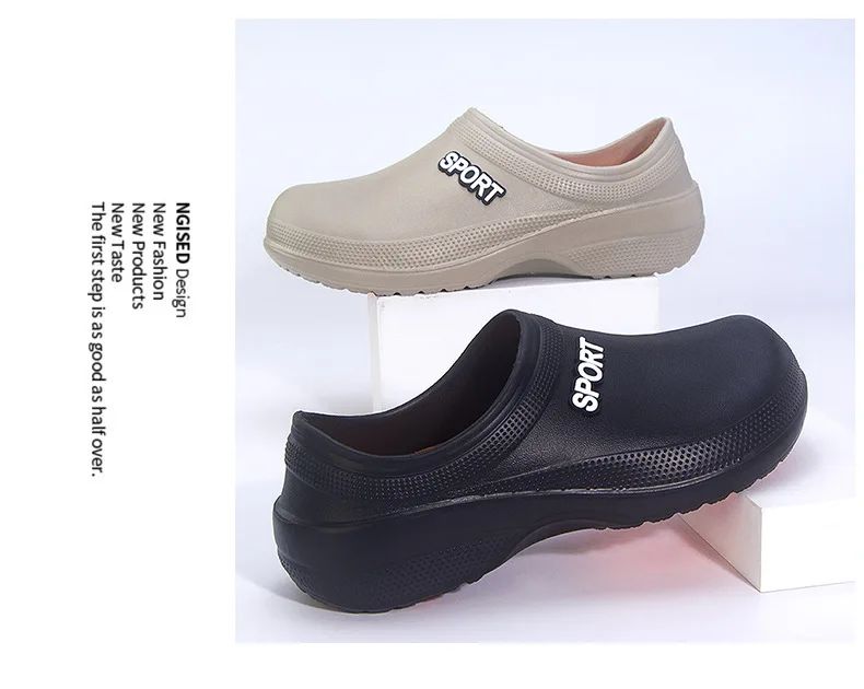 2025 New Kitchen Shoes Non-Slip Oil-Resistant Chef Rain Shoes Restaurant Food Work Shoes Comfortable EVA Material for Men