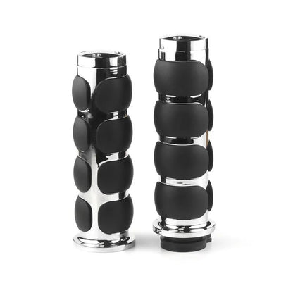 Manoplas Retro para Guidão de Motocicleta 25 MM de Alumínio e Borracha para Harley Touring Softail Fat Boy Sportster XL 883 1200 Dyna