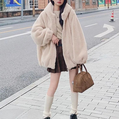 Winter New Short Fur Lined Leather Jacket Women's Hat Integrated Eco-friendly Lamb Fur Vest Women's Regular Style Coat