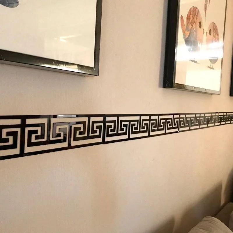 12pcs 20x5cm Acrylic Mirror Sticker Ceiling Edge Strip Self Adhesive Waist Line Wall Stickers for Living Room Corner Wall Decor