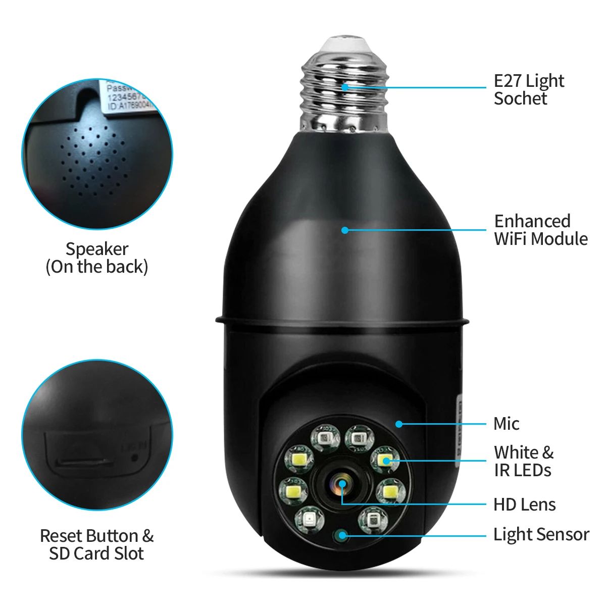 Tuya 5MP 5G E27 Bulb Security Monitor Cam Wireless Automatic Human Tracking Night Vision Full Colour Surveillance Camera