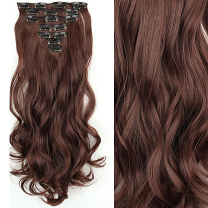 Cabelo Liso Comprido 16 Clipes 7 Pçs/Conjunto de Apliques de Cabelo Sintético Natural Loiro Preto Resistente ao Calor 2026