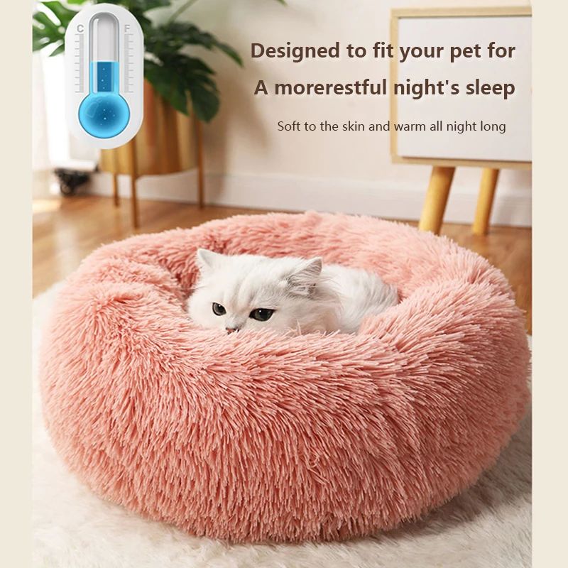 40-70cm Casa Ninho de Pelúcia Super Macio e Quente para Animais de Estimação Removível e Lavável Cama Redonda para Cães e Gatos Casa Quente de Inverno para Dormir