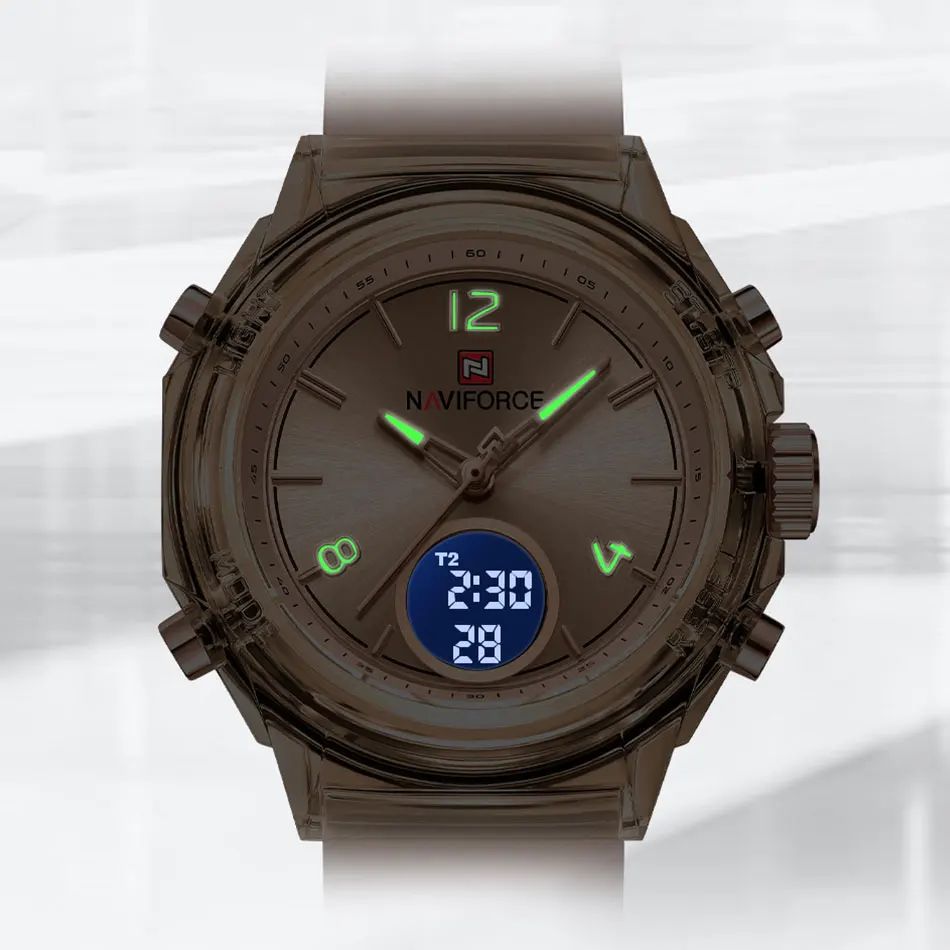 NAVIFORCE Top Brand Women's Watch Outdoor Sports Waterproof Watches Dual Time Display Quartz Wristwatches Rubber Digital Clock