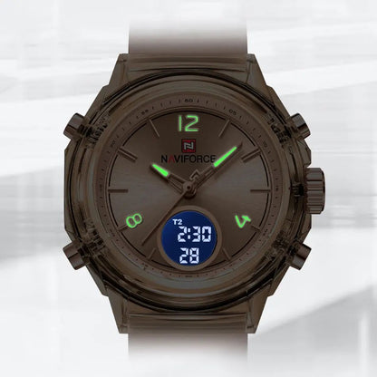 NAVIFORCE Top Brand Women's Watch Outdoor Sports Waterproof Watches Dual Time Display Quartz Wristwatches Rubber Digital Clock