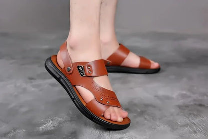 Men's Casual Trendy Soft Bottom Sandals 2024 New Design Real Leather Beach Shoes Slippers Anti-Slip Summer Shoes
