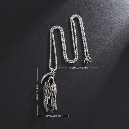 Colar Pingente Ceifador da Morte Gótico Misterioso Diabo Masculino Personalidade Punk Retro Halloween Joias da Moda