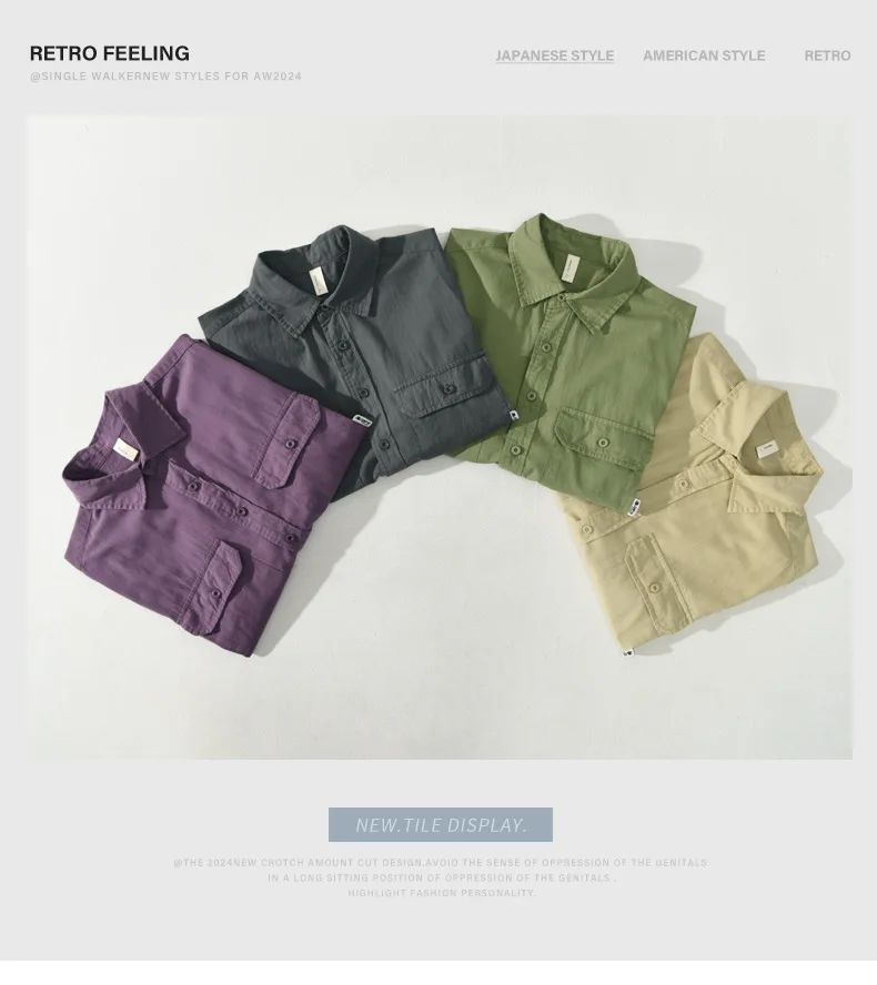 Summer Short Sleeve Cargo Shirt Men Streetwear Men Loose Shirts Casual Pure Cotton Double Pockets Khaki Shirt Fashion Clothing