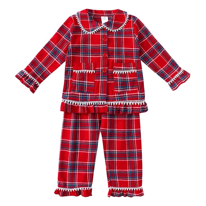 2025 Christmas Pyjamas Sets Kids Girls Boys Loungewear baby Pajamas Matching Family Pjs Winter Baby Soft Velvet Plaid Dress