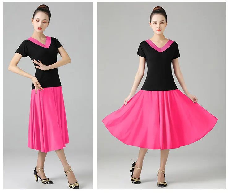 Plus Size Elegant Plus Size Women's Long Dress For Dancing And Commuting Stylish Square Dance Skirt With Wide Hemline For Soc...