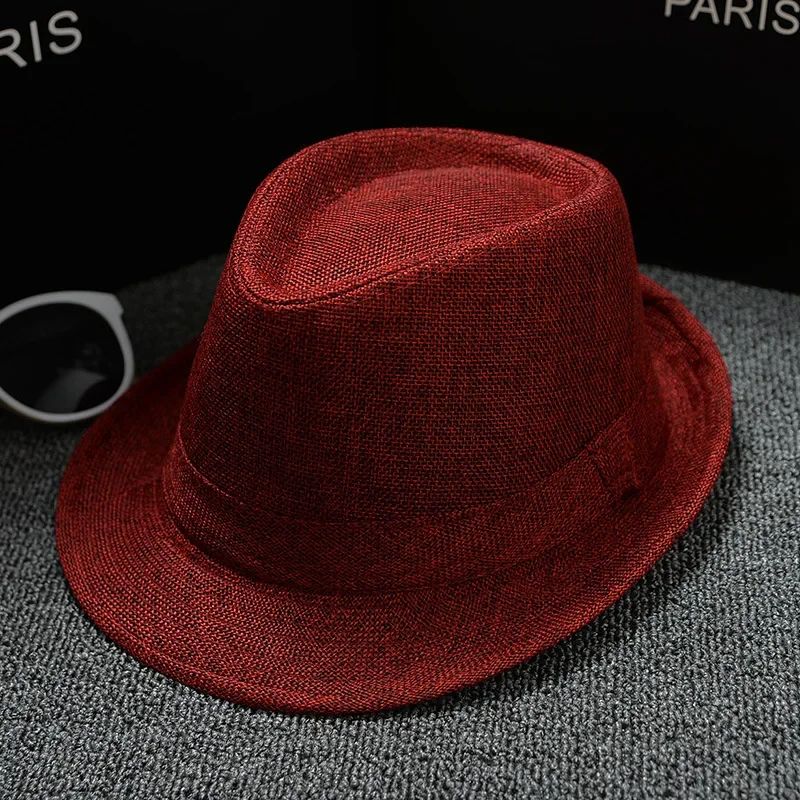 Fashionable Elegant Vintage Unisex Classic Summer Hat with Brim for Men and Women in Black, White, Red, Panama Top Jazz Beach Fe