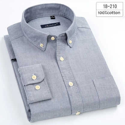 New in shirt plus size 8xL long-sleeve 100%cotton shirts for men slim fit formal plain shirt soft white black office clothes