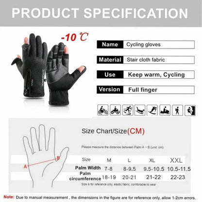 Luvas de Ciclismo Masculinas Touch Screen Impermeáveis de Inverno para Bicicleta, Luvas para Motoqueiro à Prova de Vento, para Patinete, Motocicleta, Esqui e Bicicleta, Térmicas para Ambientes Externos