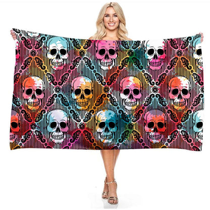 Psychedelic Skull Bath Towel - Vibrant Design, Soft Absorbent, Perfect for Summer Fun, Adds Artistic Vibes to Your Beach Days