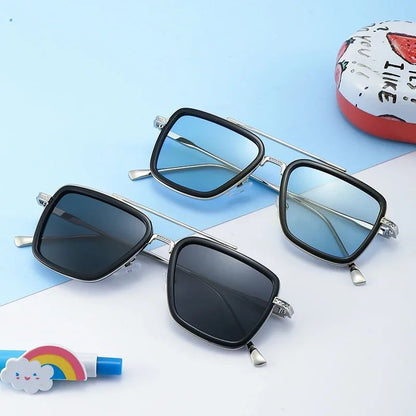 Óculos de Sol Infantis Polarizados de Luxo Estilo Tony Stark Óculos de Sol Quadrados para Crianças Meninos Meninas Oculos Retrô Homem de Ferro