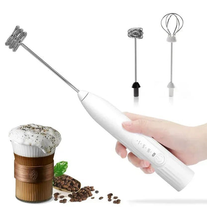 Batedor de Ovos Elétrico Recarregável USB 2 em 1 Batedor de Café Misturador de Leite Duas Cabeças Espumadores de Leite Agitador de Cozimento Utensílios de Cozinha