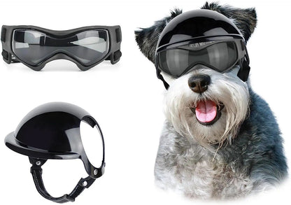 ATUBAN Capacete e Óculos de Sol para Cães Pequenos, Óculos de Proteção UV para Cães Médios, para Cães Dirigirem ao Ar Livre e Passearem