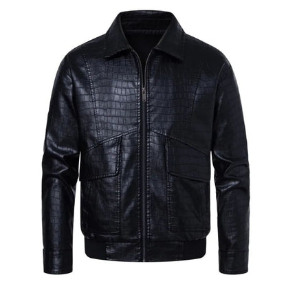 New Fashion Men's Spring Autumn Lapel Casual Pu Leather Loose Motorcycle Jacket