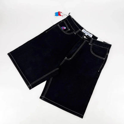 Retro Hip hop Embroidery Graphic Pants Cartoon Streetwear Denim Shorts Y2k Baggy Jorts Harajuku Gym Basketball Shorts Men