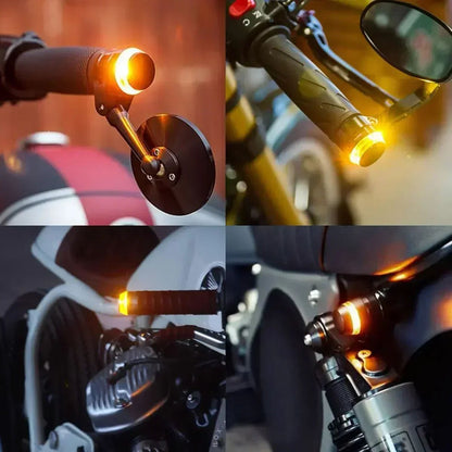 Luz de Seta LED 12V para Ponta de Guidão de Motocicleta Pisca-Pisca Branco/Amarelo Luz de Posição Lateral para Motocicletas