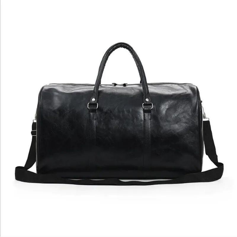 Bolsa de Viagem de Couro Grande Duffle Independente Bolsas de Fitness Grandes Bolsa de Mão Bagagem Bolsa de Ombro Preto Moda Masculina Zíper Pu 2024