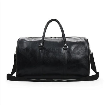 Bolsa de Viagem de Couro Grande Duffle Independente Bolsas de Fitness Grandes Bolsa de Mão Bagagem Bolsa de Ombro Preto Moda Masculina Zíper Pu 2024