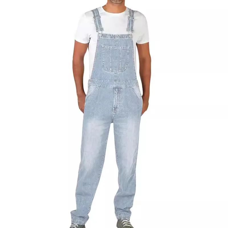 Calça Jeans Masculina Reta Larga Estilo Americano Vintage Macacão de Trabalho Casual