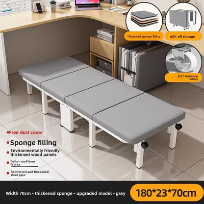 Cama dobrável, cama para pausa para almoço, cadeira para soneca, cama de acampamento portátil doméstica com tábua rígida para acompanhante.